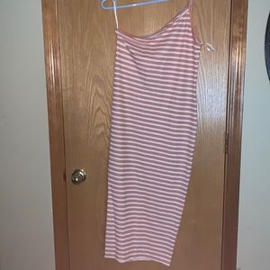 Maxi dress with Orange, Blue and White Stripes